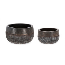 НАБОР2 П. ДУЙЕН КРУГЛАЯ НИЗКАЯ РЖАВАЯ ВАЗА